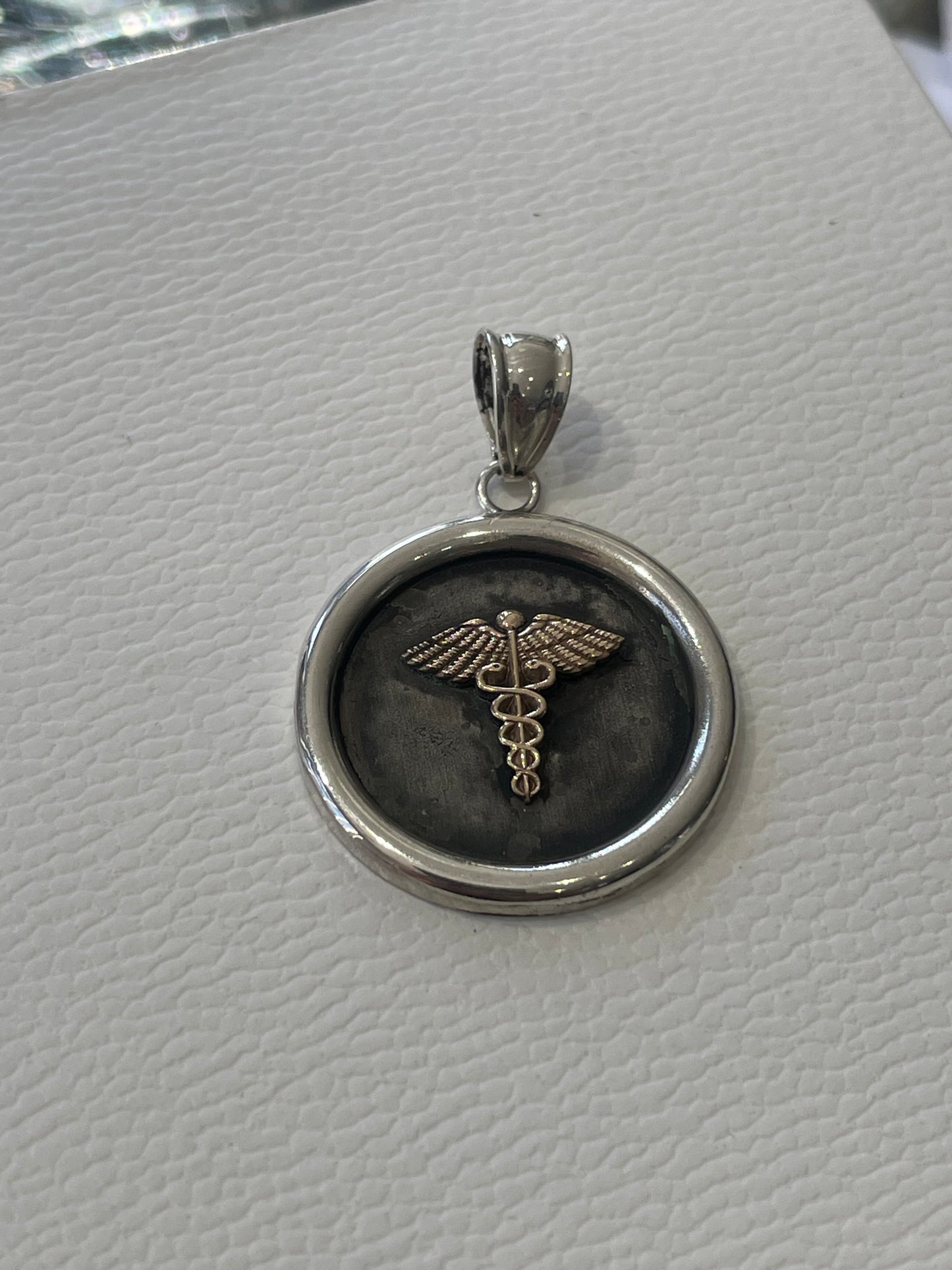 925 Sterling Silver & 10k Gold Medic Alert Disc Pendant