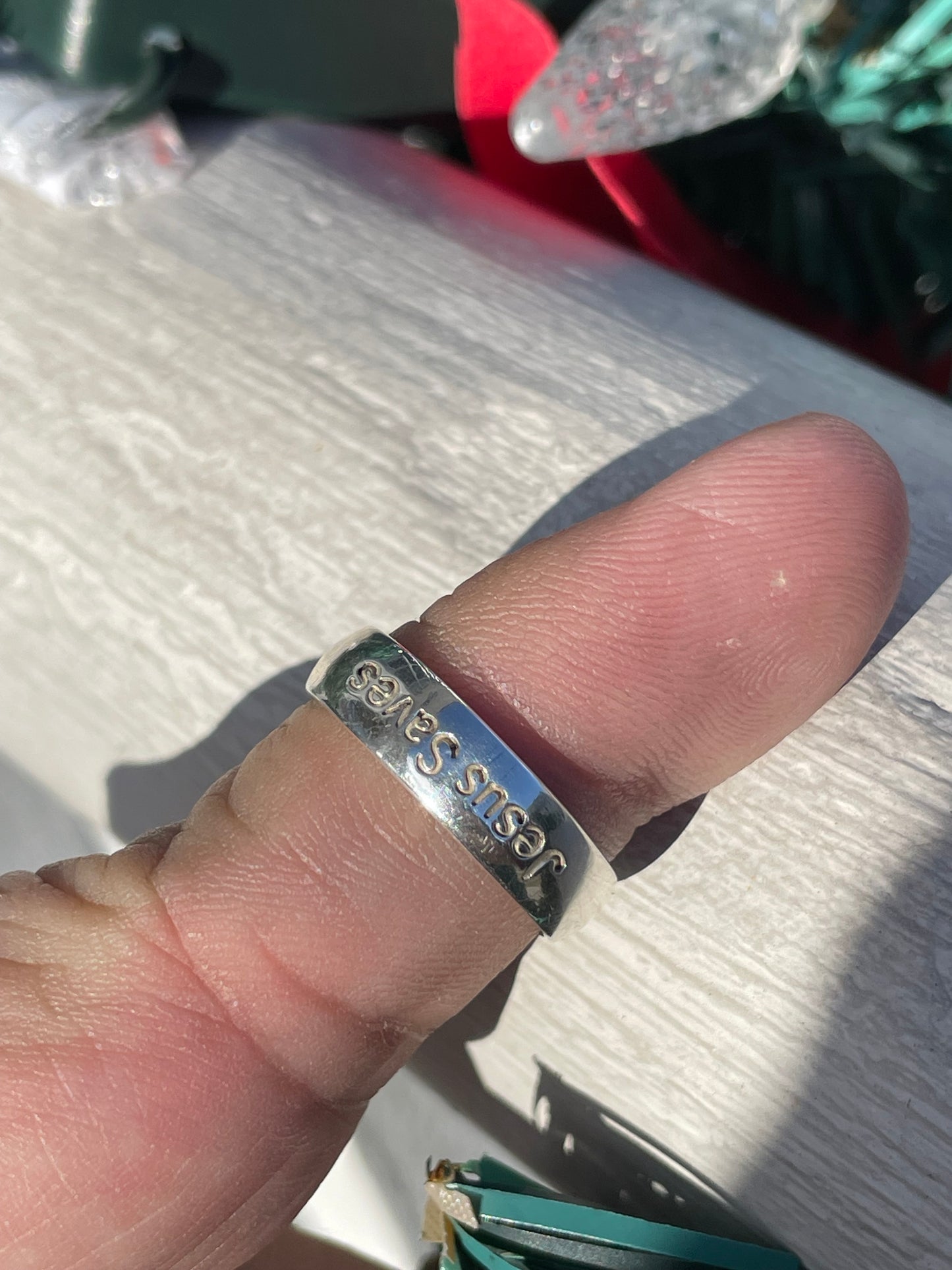 925 Sterling Silver Jesus Saves Solid Band Ring Size 7