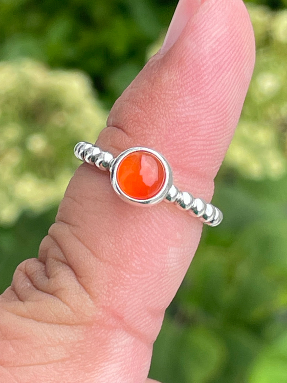 Retired Pandora Beaded Carnelian Stack Ring Size 5.5