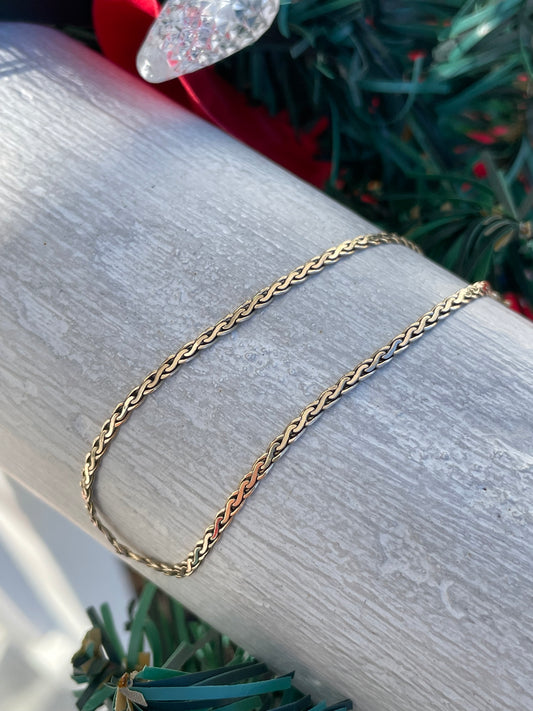 14k Gold Braided Wheaton Link Bracelet 7”