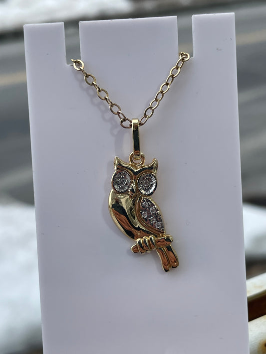 Gold Filled Owl Necklace 19”