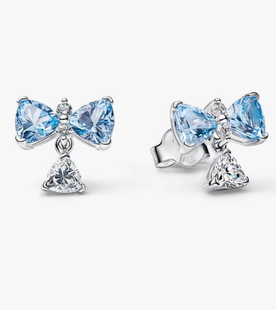 Pandora Bridgerton Sparkling Blue Bow Dangle Earrings 294336C01
