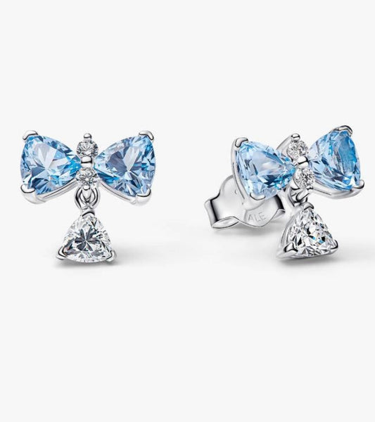 Pandora Bridgerton Sparkling Blue Bow Dangle Earrings 294336C01