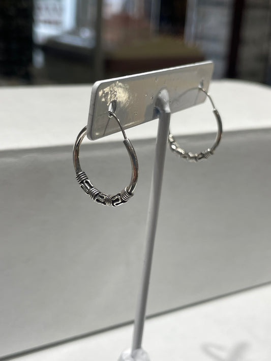 925 Sterling Silver Small Bali Endless Hoop Earrings