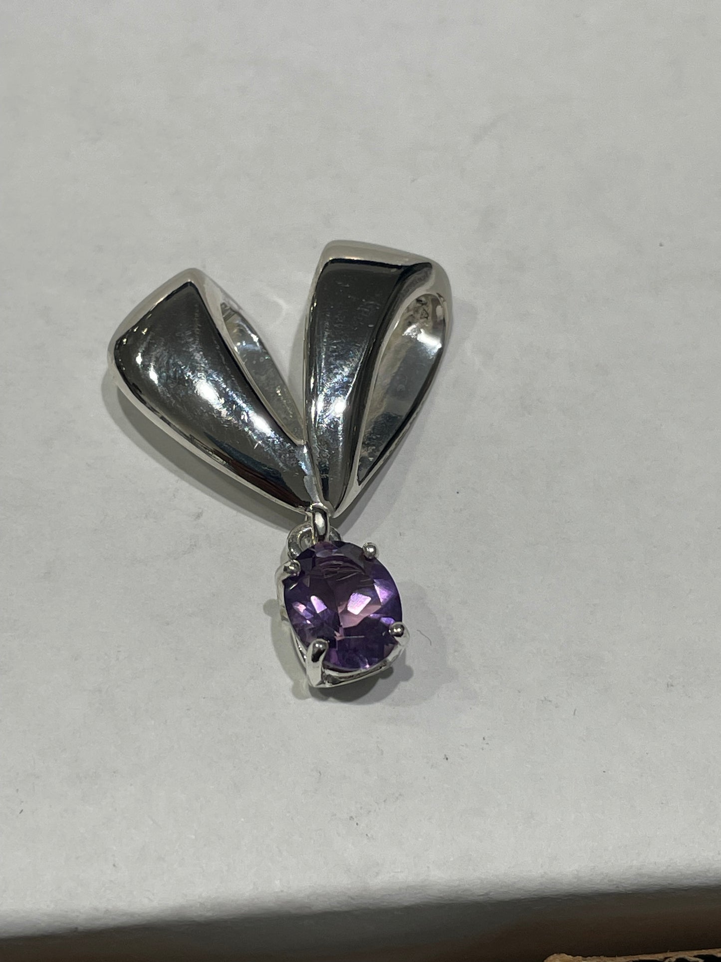 925 Sterling Silver Amethyst Slide Pendant