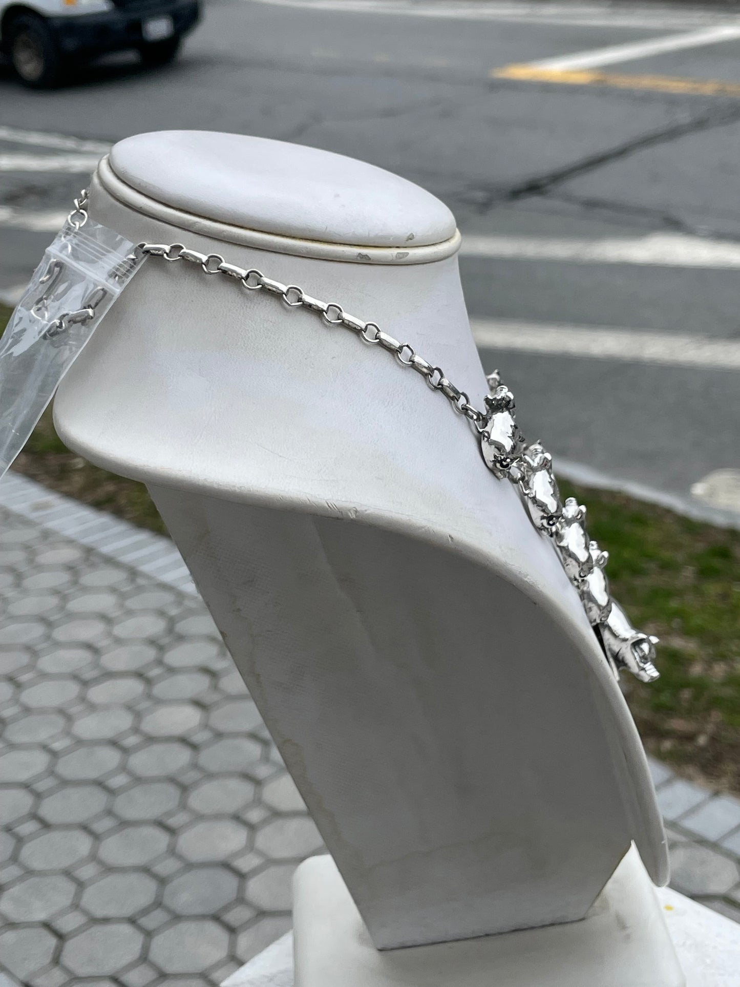 Designer Carol Felley Native American Pig Family Station Necklace 925 Sterling Silver