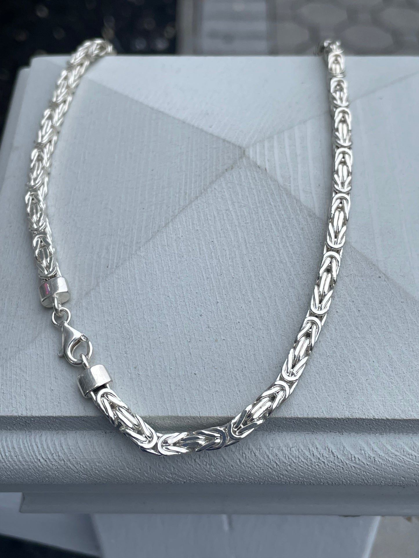 925 Sterling Silver Designer Milor Square Byzantine Necklace 20”