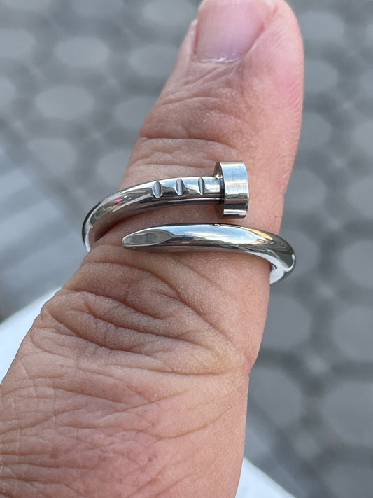 Stainless Steel Curved Nail Cartier Style Ring