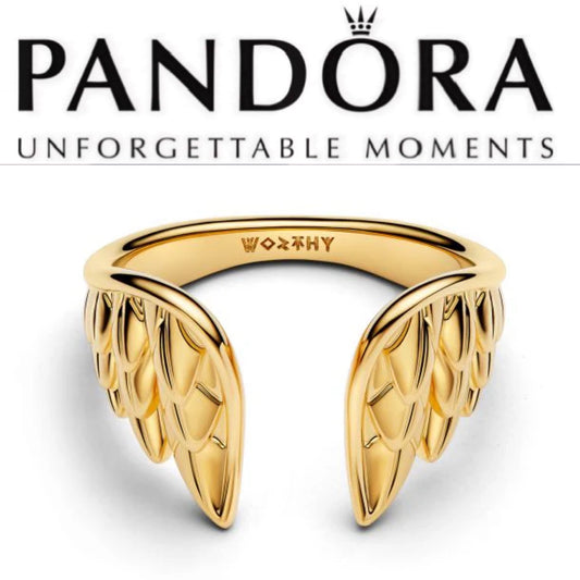 PANDORA MARVEL THOR WINGS GOLD-PLATED OPEN RING 164222C00