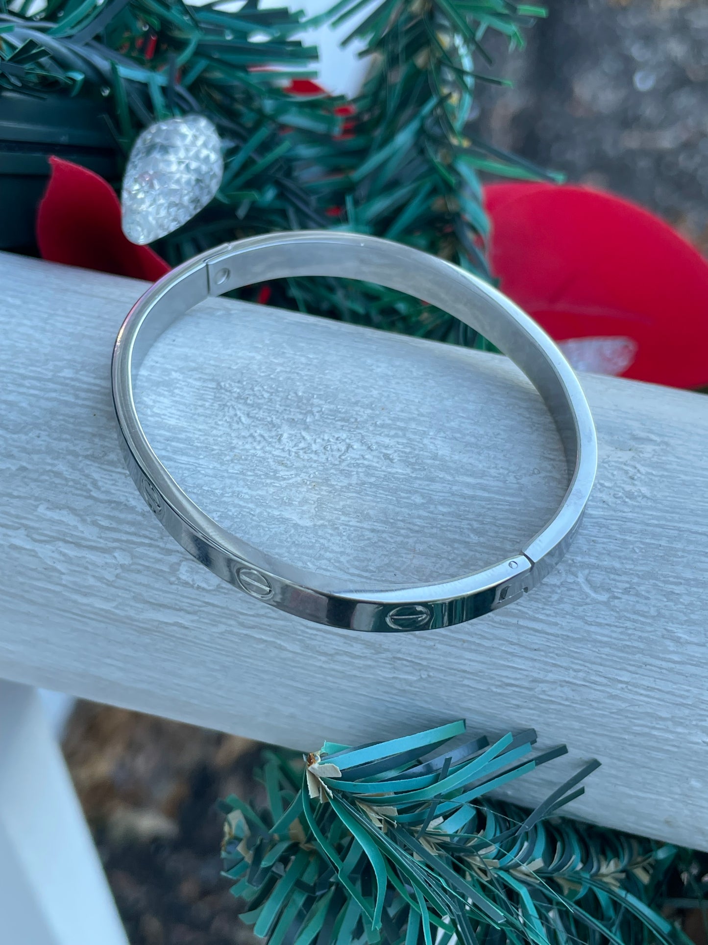 Stainless Steel Love Bangle Bracelet 6.75”