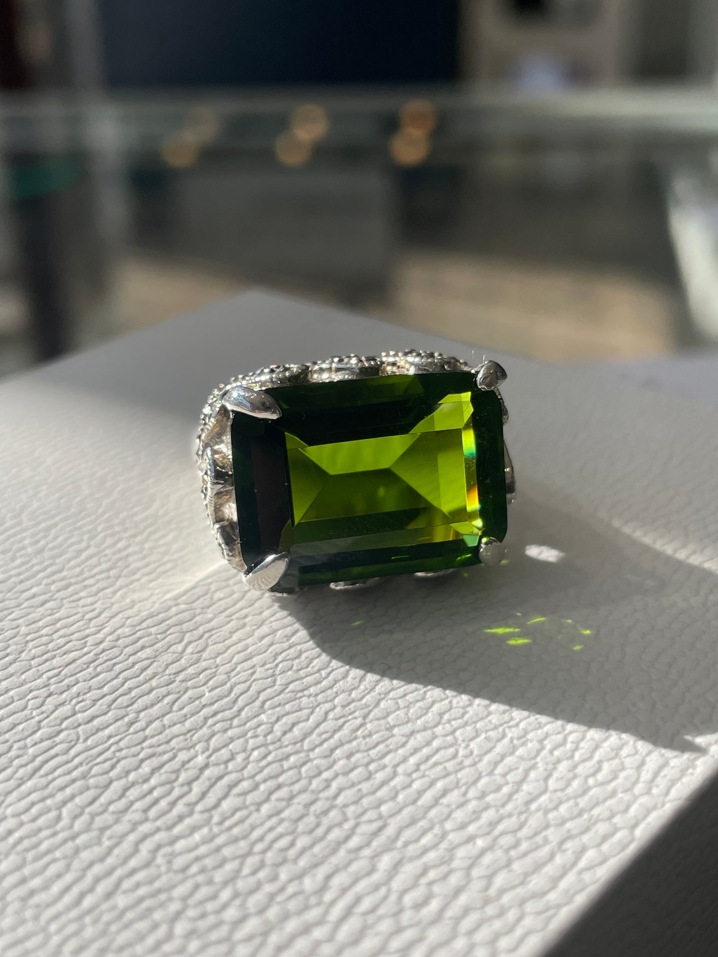 Large Chrome Diopside 925 Sterling Silver Ring