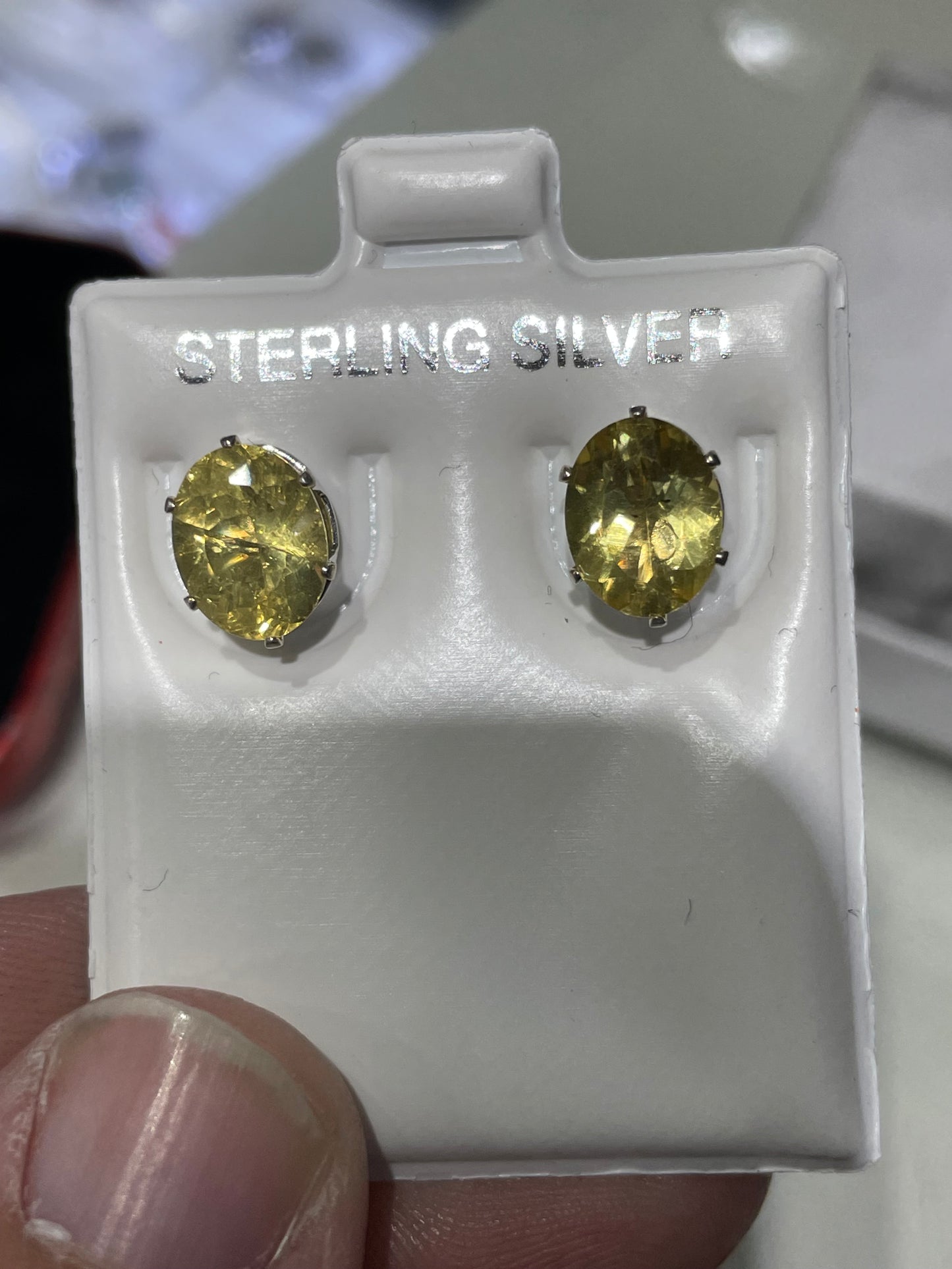 925 Sterling Silver 3.00ct Oval Citrine Stud Earrings