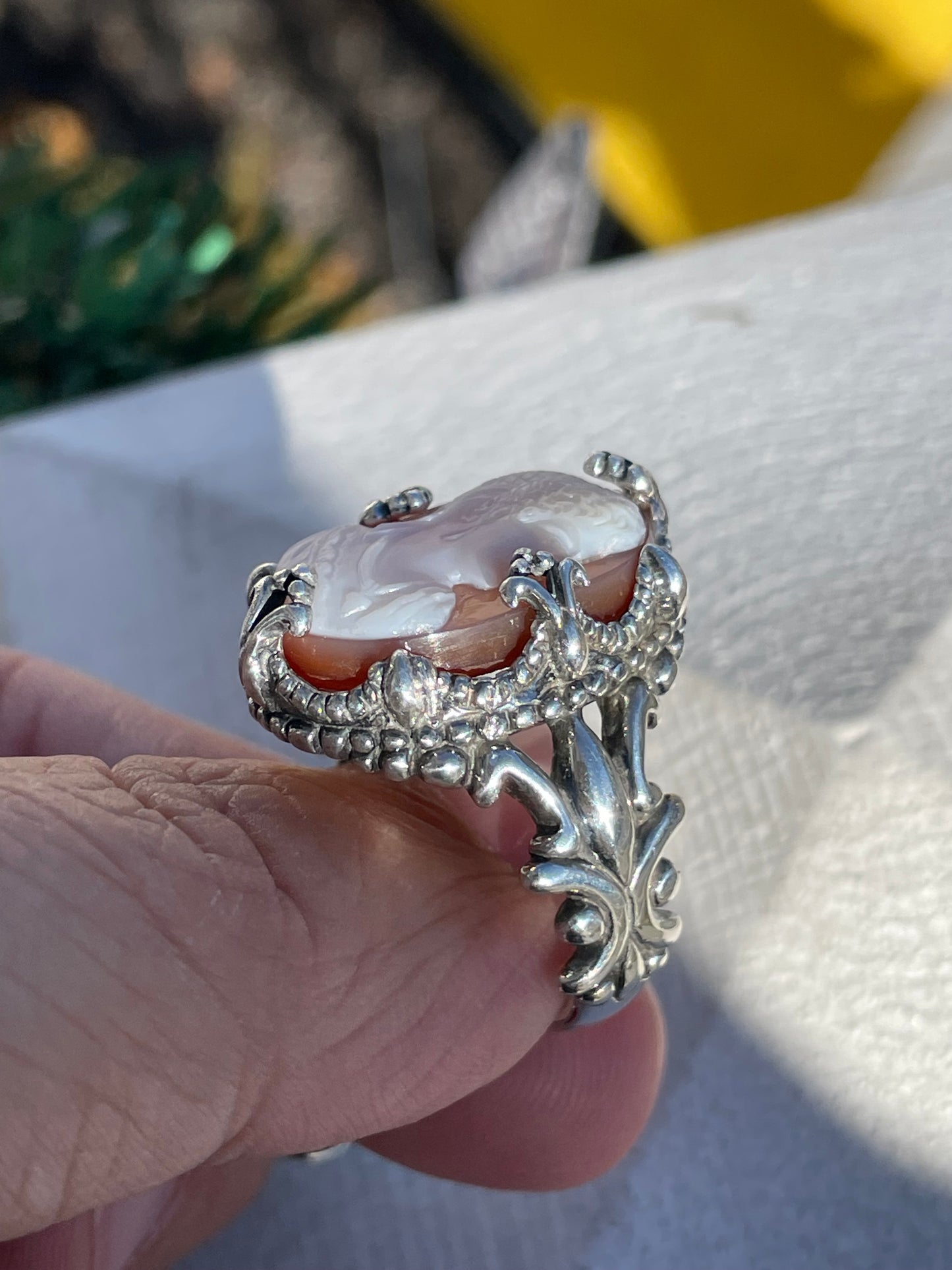 925 Sterling Silver Designer Carolyn Pollack Large Cameo Ring Size 10