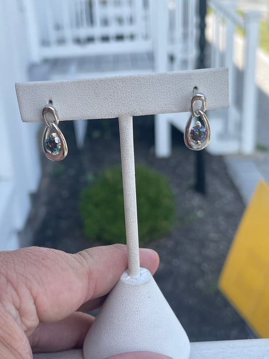 925 Sterling Silver Mystic Topaz Mini Drop Earrings