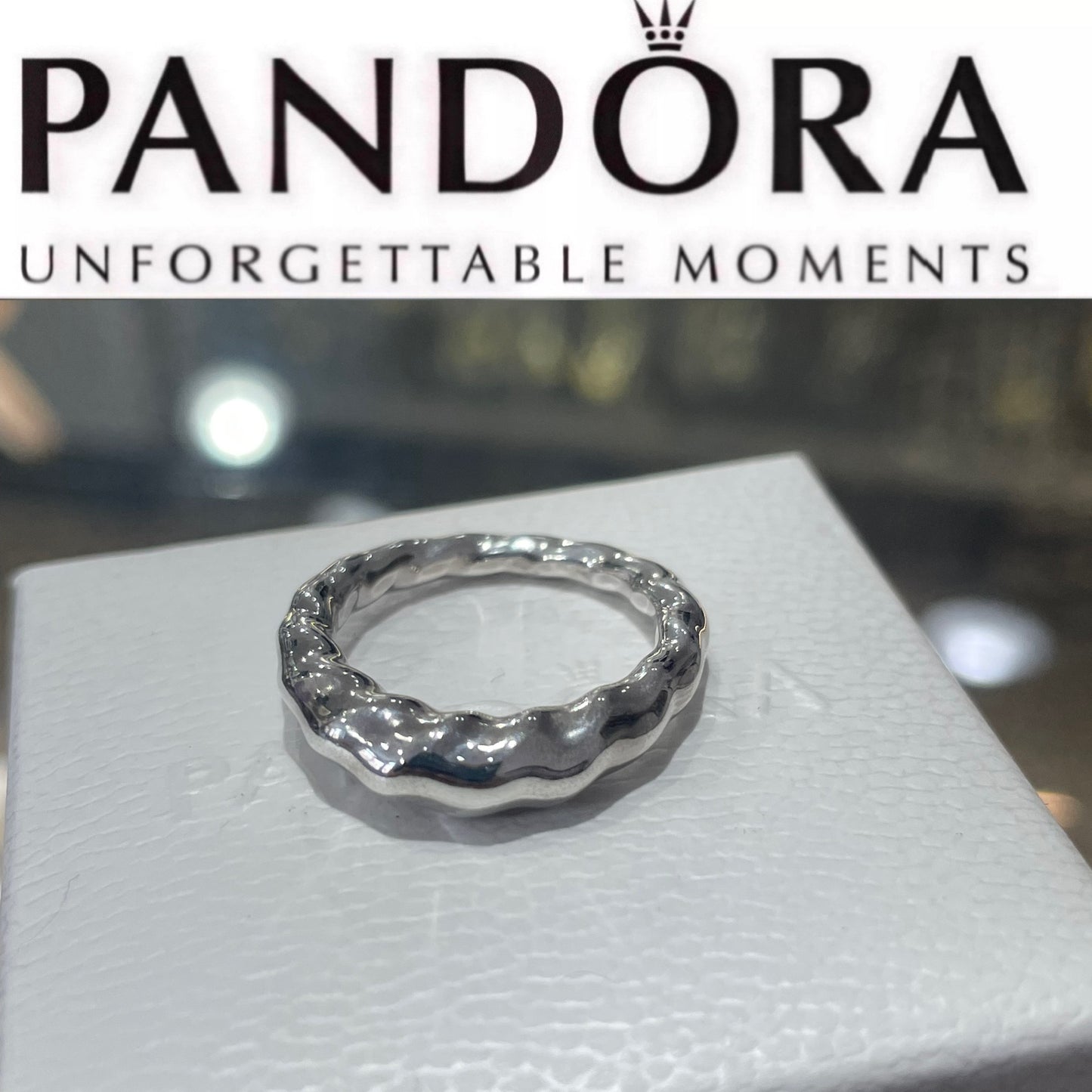 Rare Retired Pandora Liquid Silver Ripples Ring Size 6