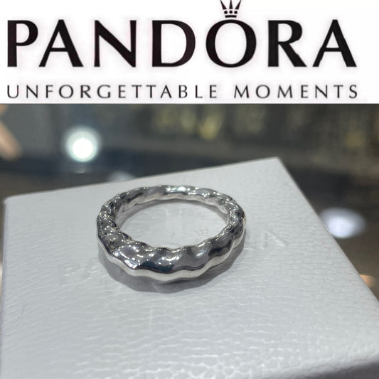 Rare Retired Pandora Liquid Silver Ripples Ring Size 6
