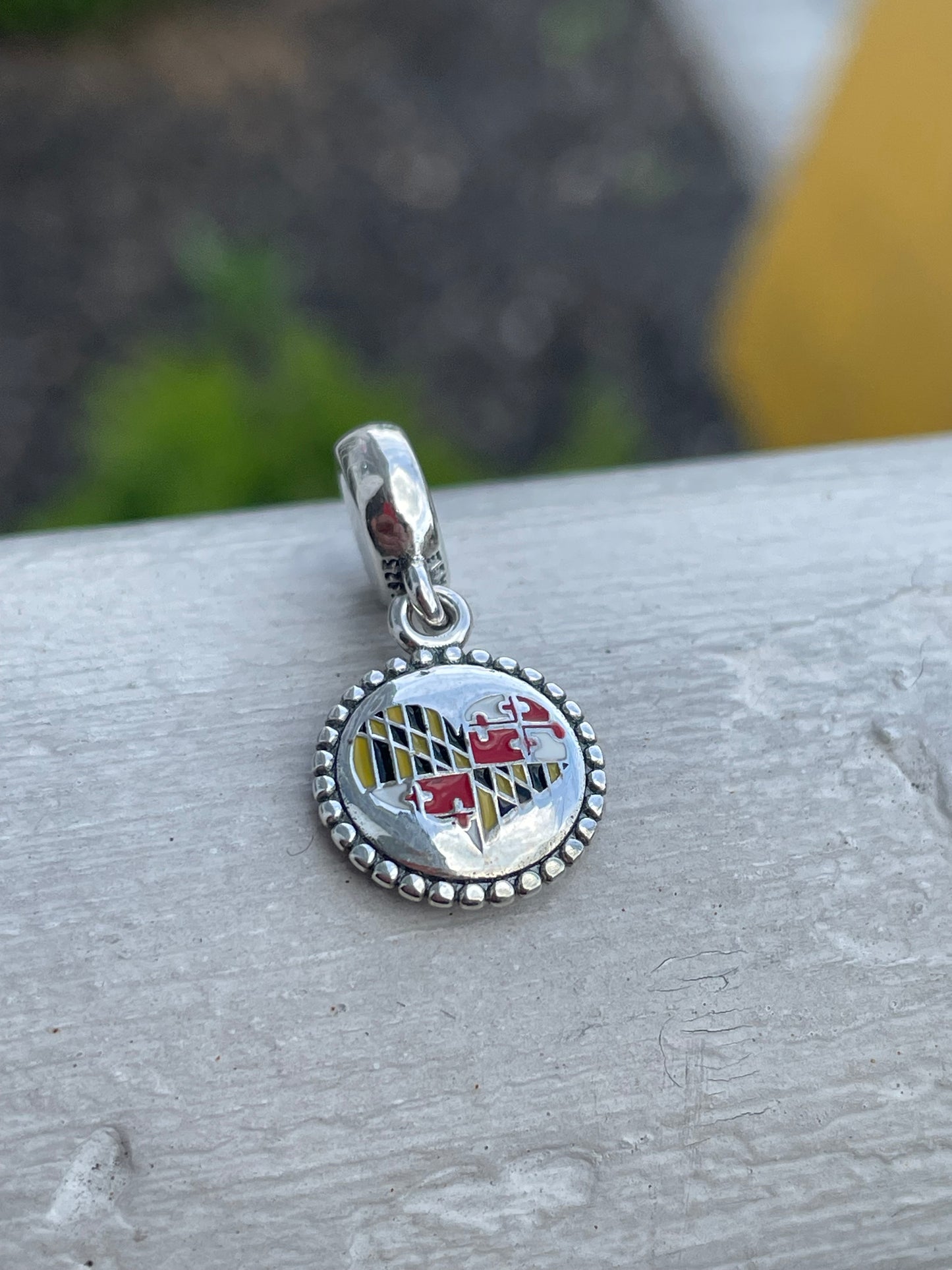 Pandora Maryland State Flag Exclusive Heart Dangle Travel Destination Charm