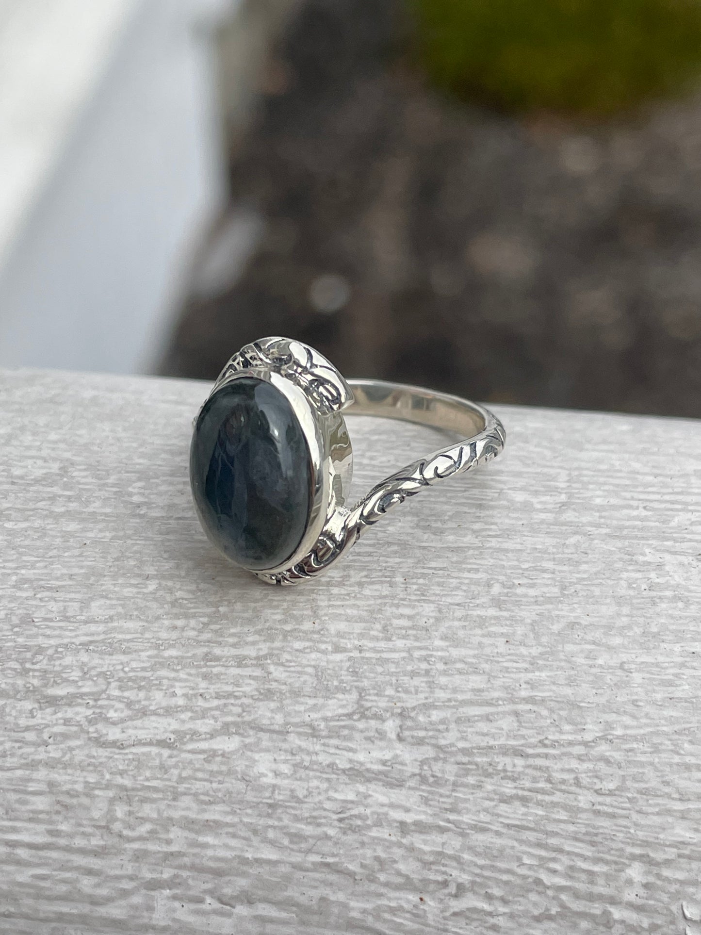 925 Sterling Silver Designer YS Labradorite Solitaire Ring Size 8