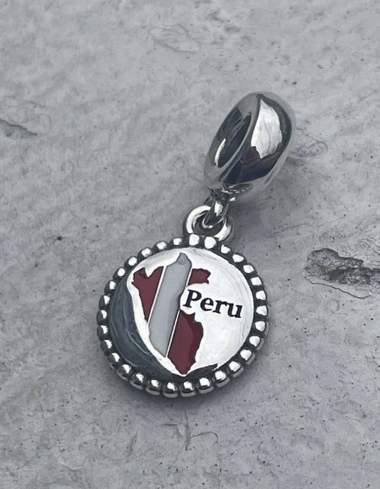 Pandora Peru Country Exclusive Map Flag Travel Dangle Charm