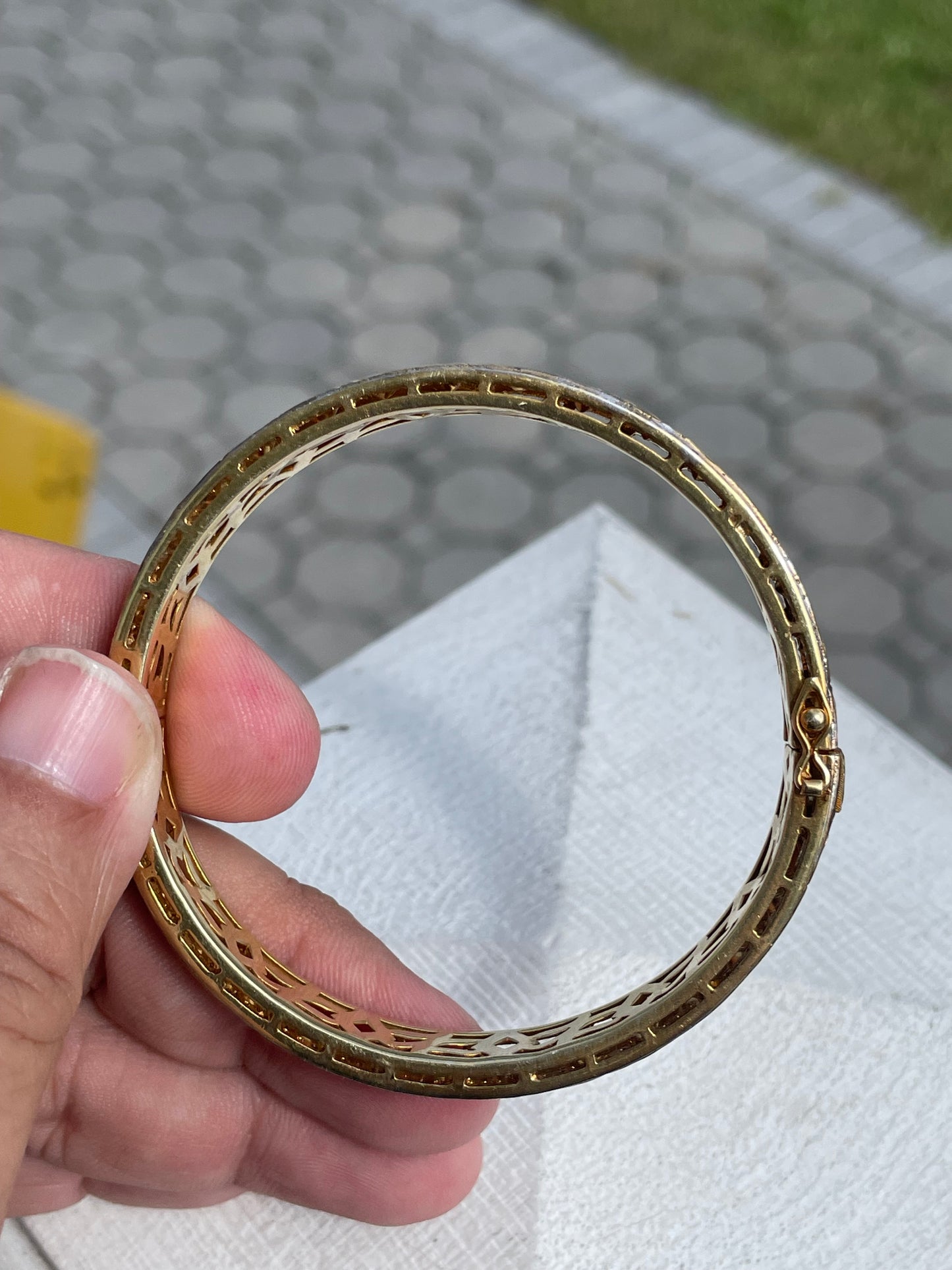 Vermeil 20.00ct Natural Diamond Bangle Bracelet 7”