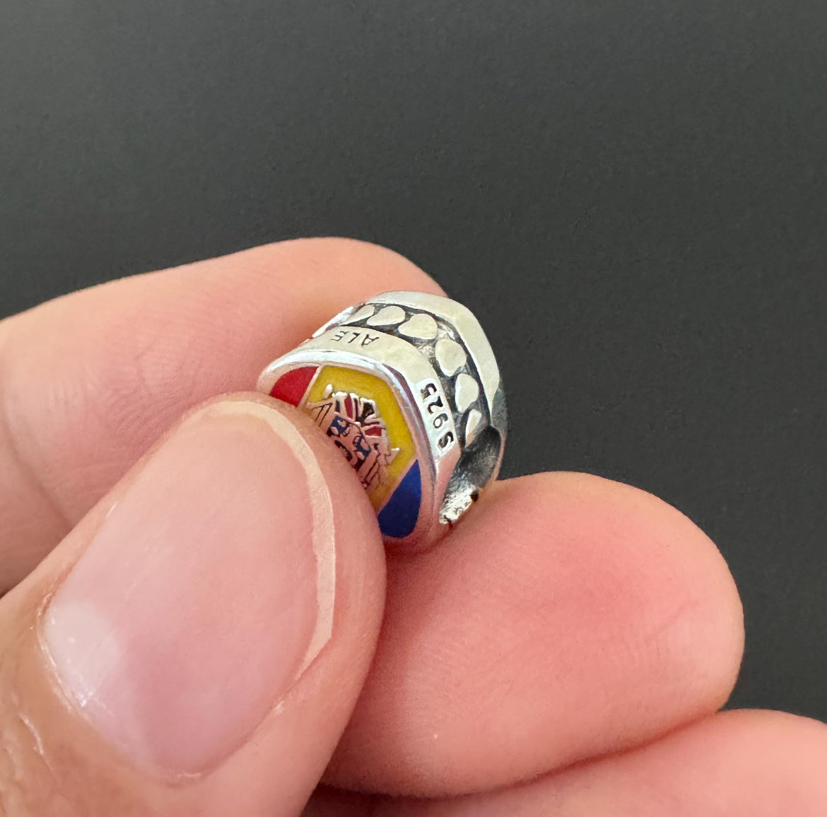 Rare Pandora Country of Moldova Exclusive Flag Heart Charm