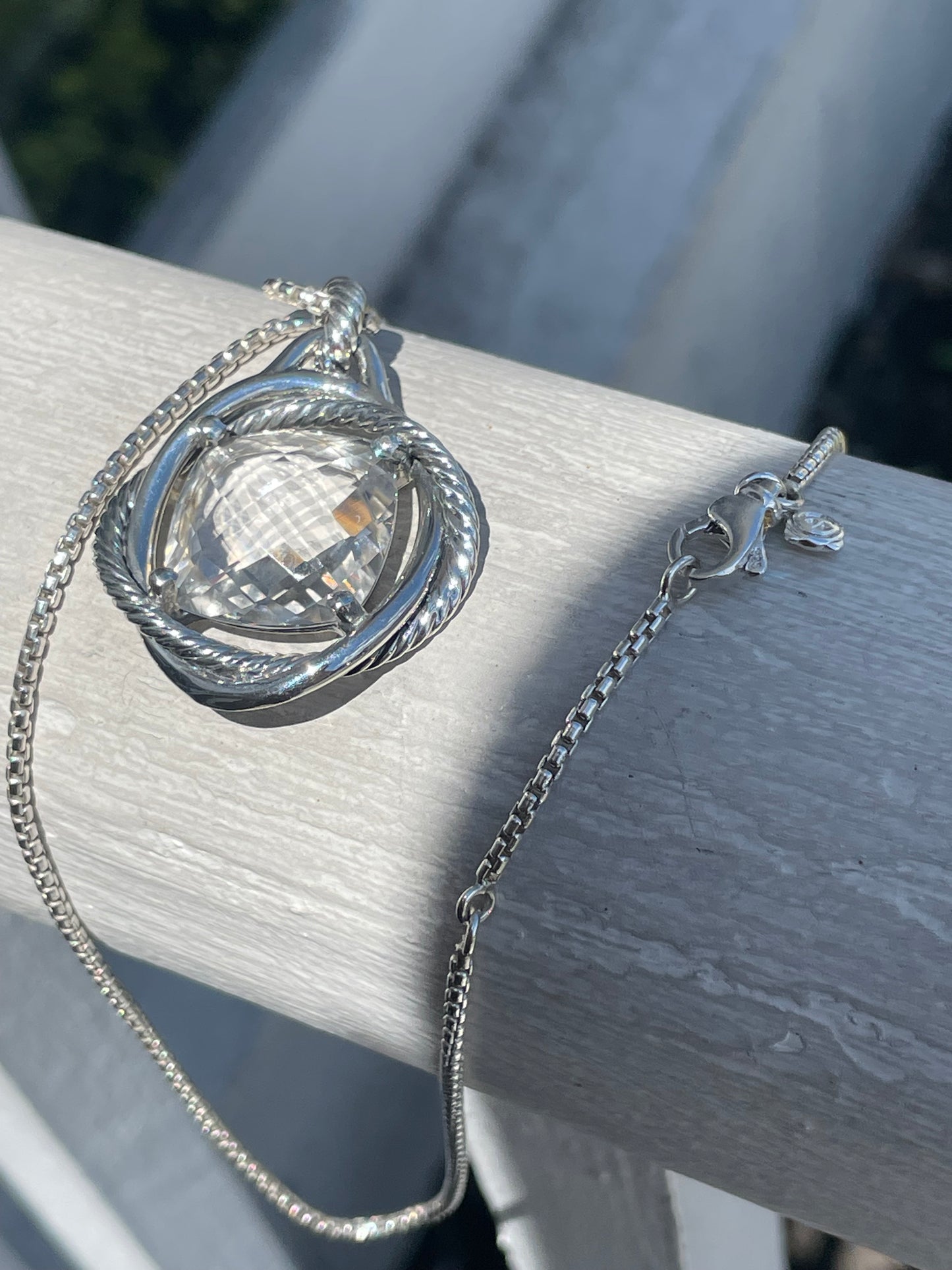 David Yurman White Topaz Infinity Necklace 17”