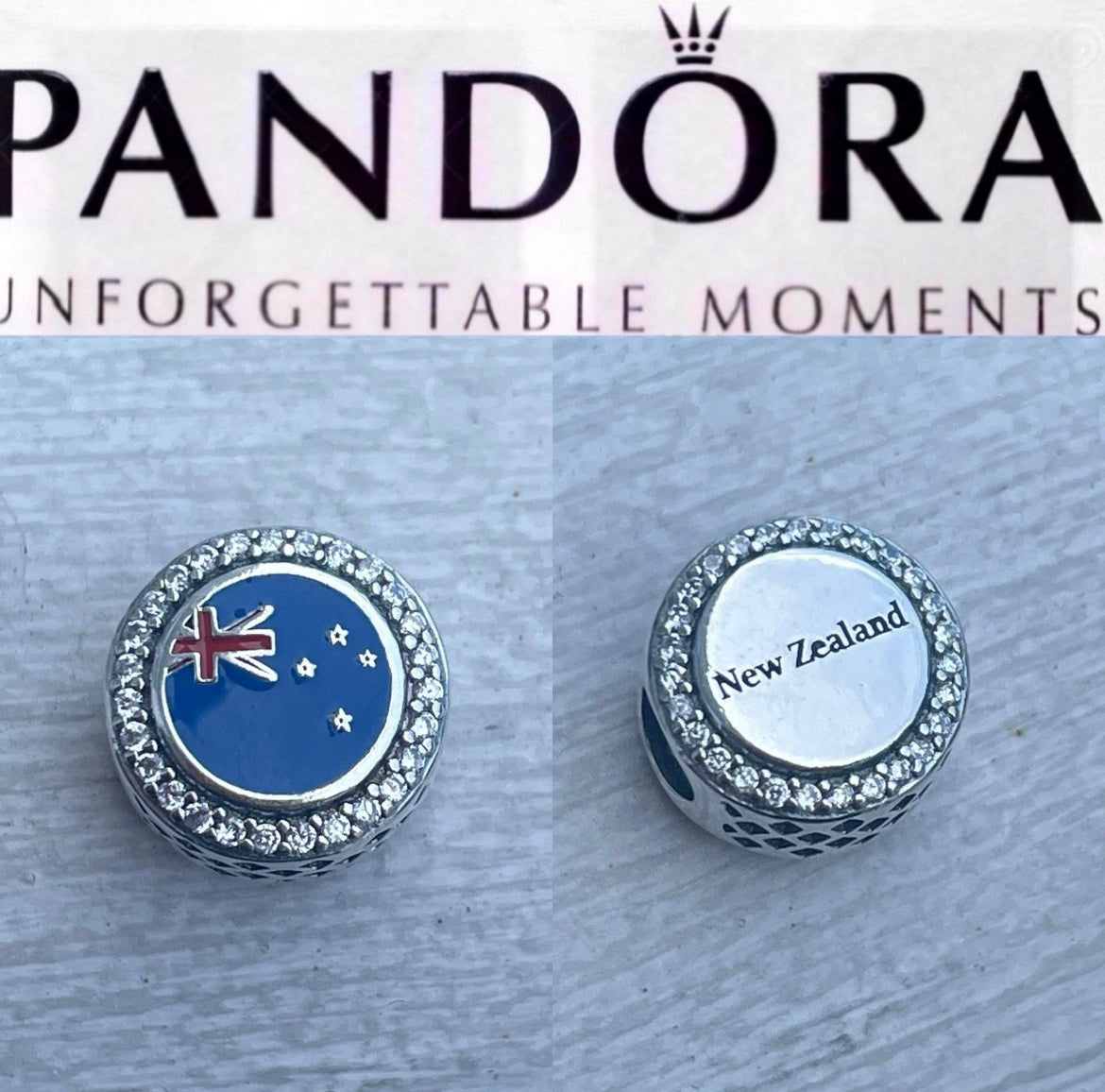 Pandora New Zealand Country Flag Exclusive Travel Round Signet Charm