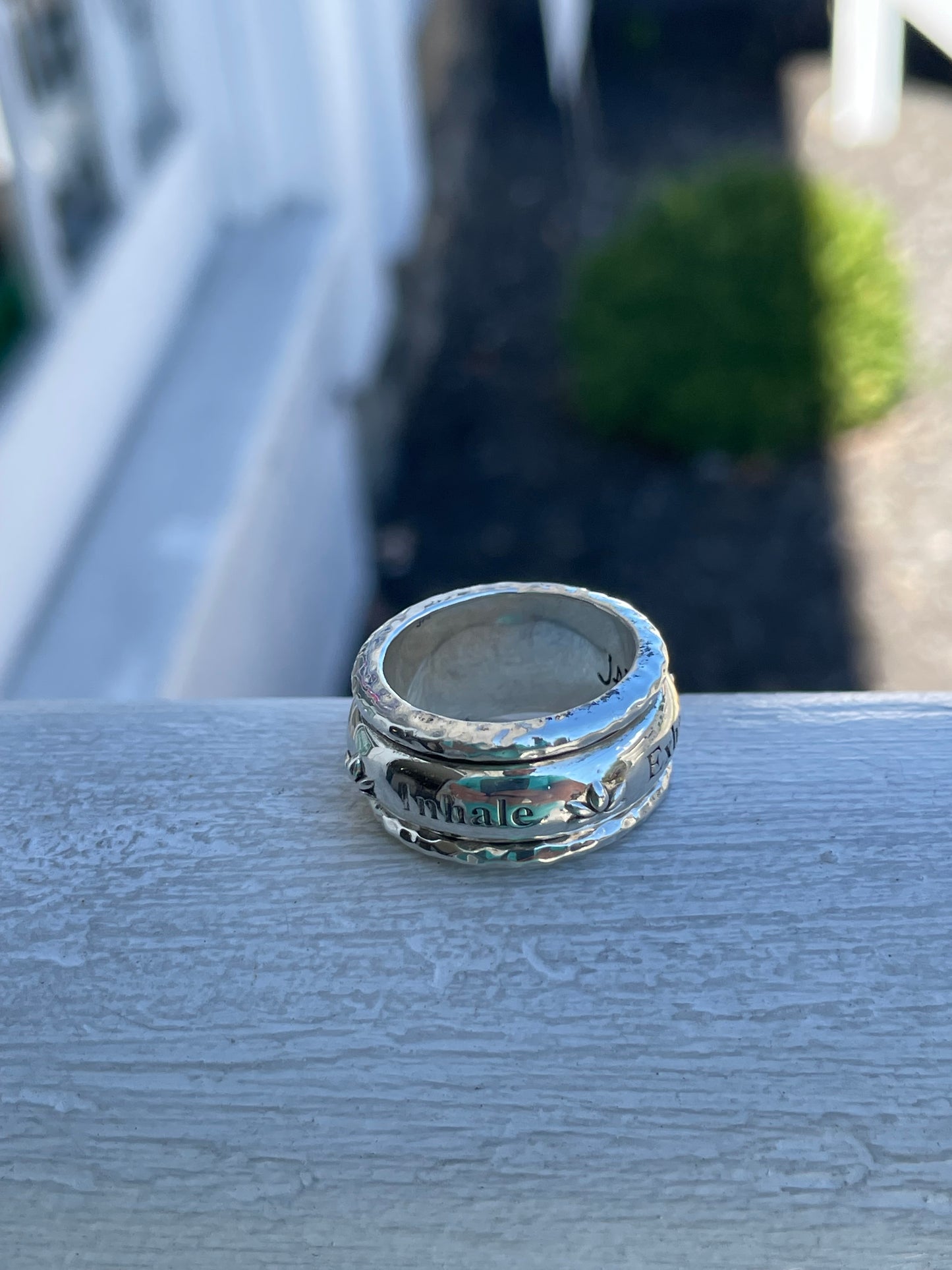 Designer John Hardy Jai Lotus Inhale Exhale Spinner 925 Sterling Silver Band Ring Size 8