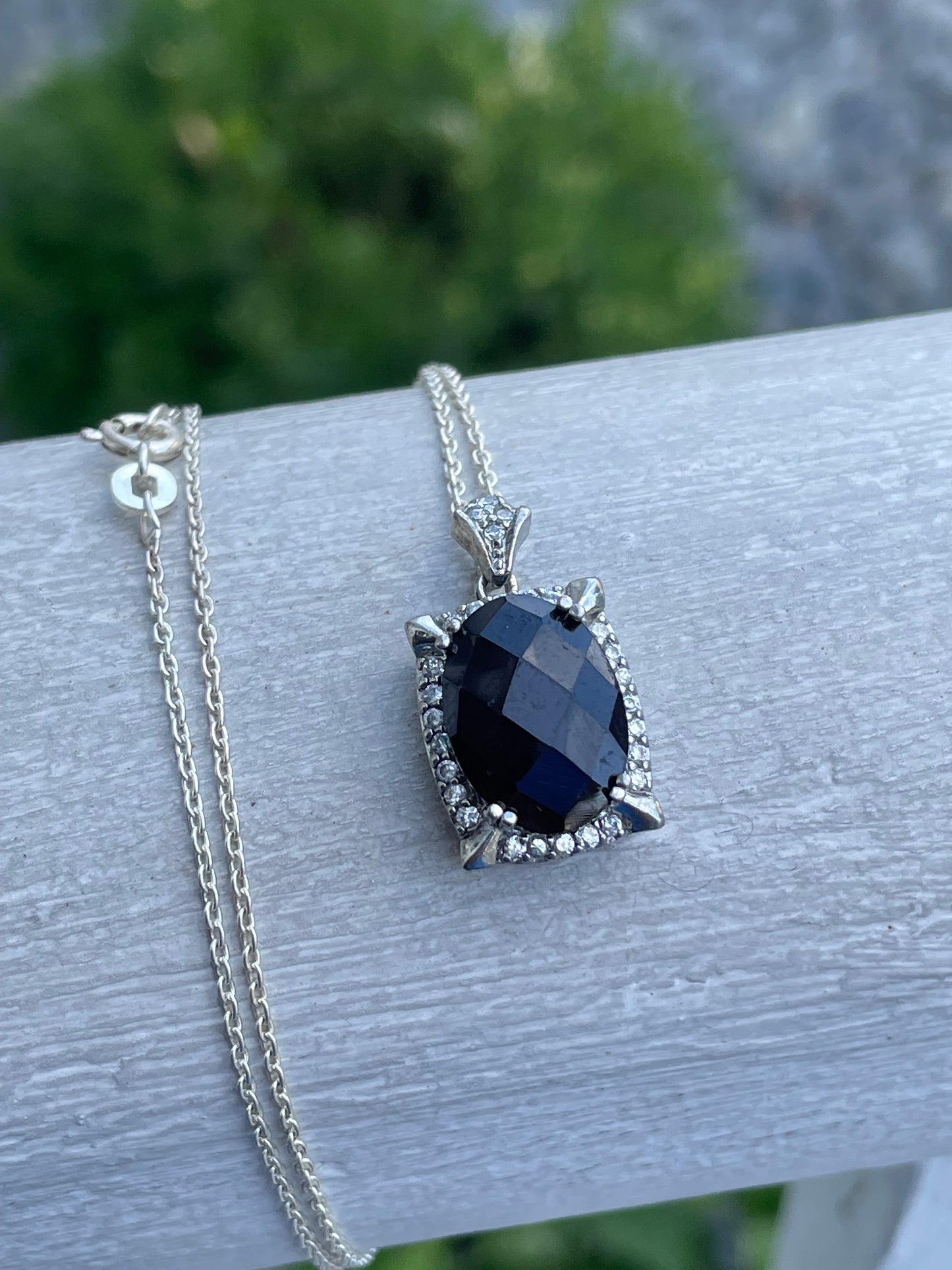 925 Sterling Silver & Clear Zirconia Power Necklace 18”