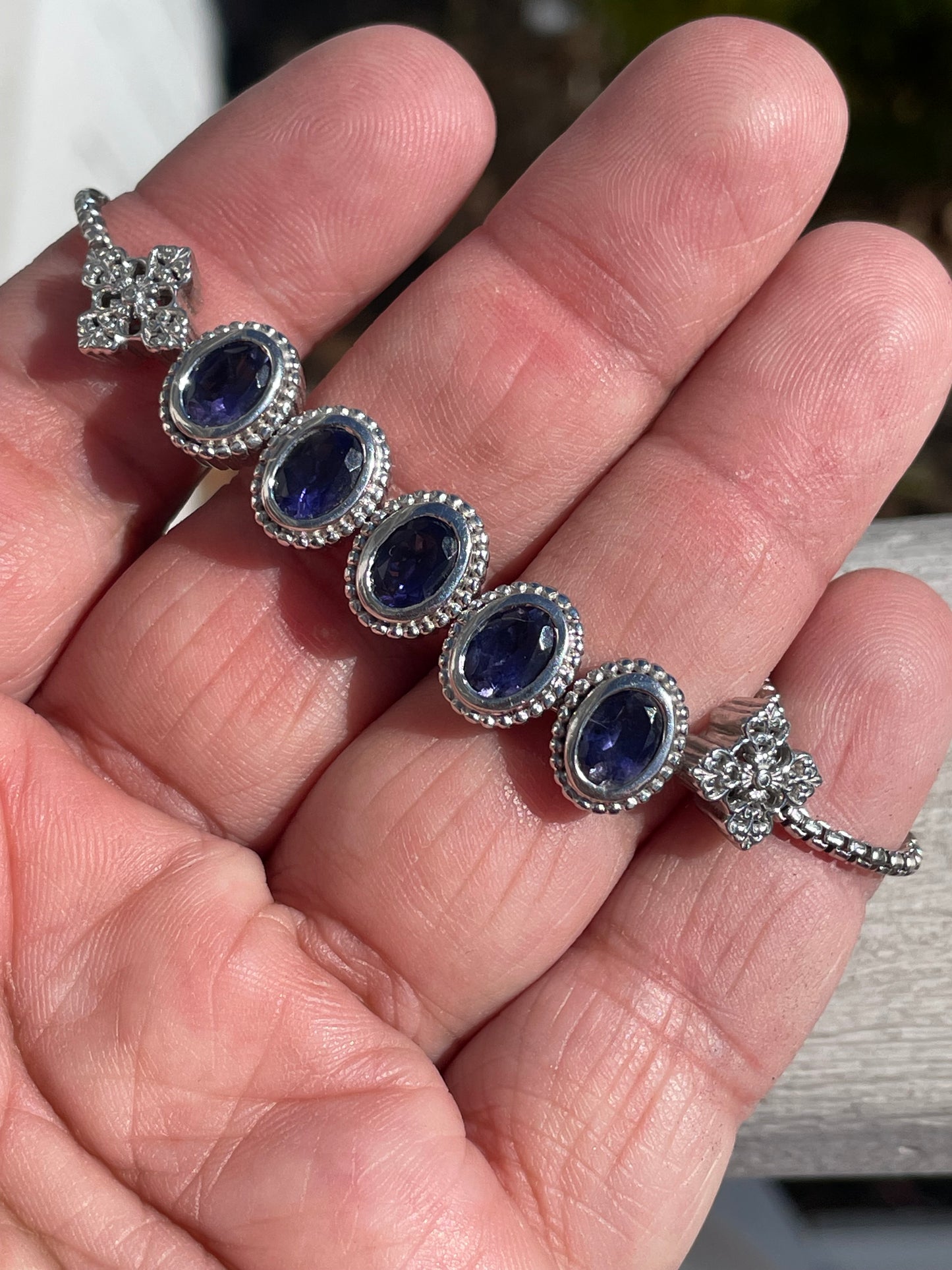 Designer Doug Paulson DP 925 Sterling Silver Iolite Cable Bracelet