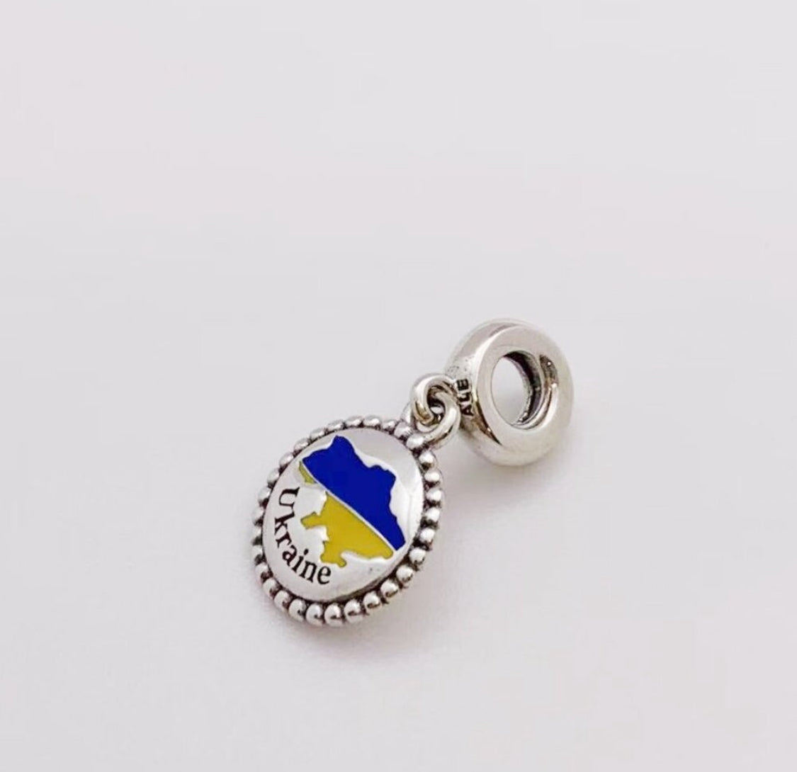 Pandora Ukraine Exclusive Country Flag Map Dangle Moments Charm
