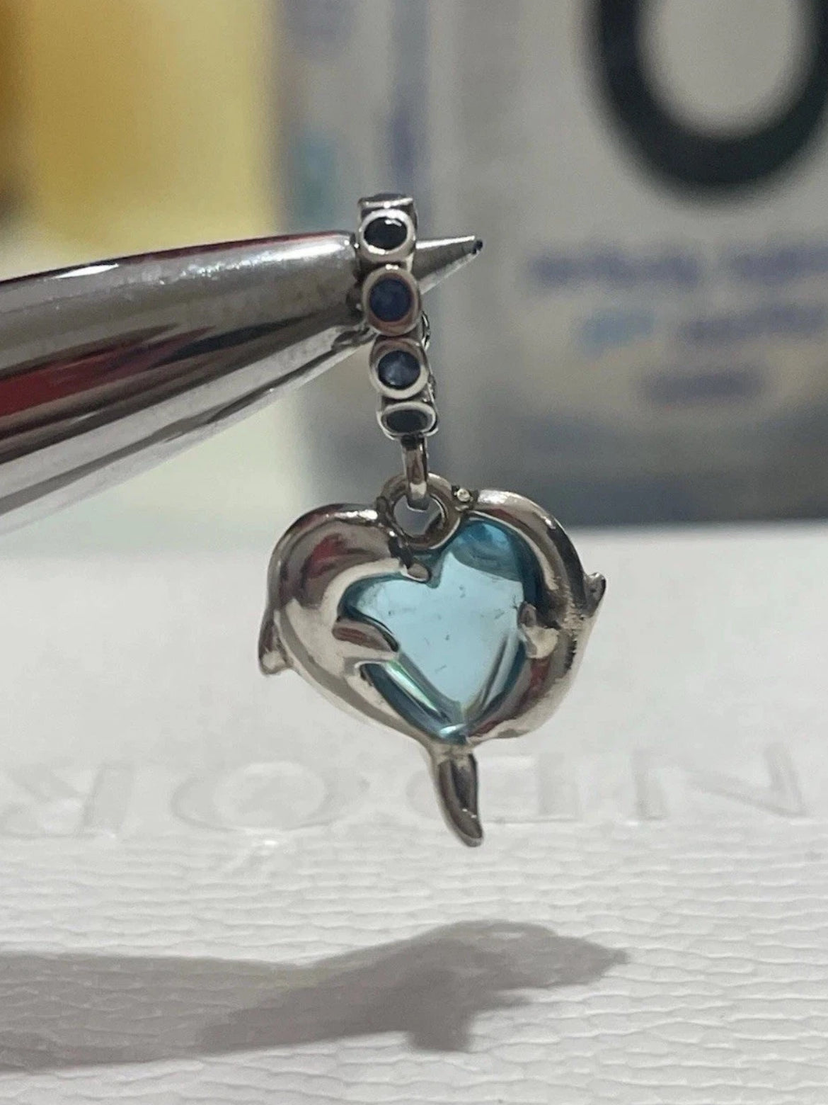 Pandora Blue Murano Glass Dolphins Dangle Charm 925 Sterling Silver #793924C01