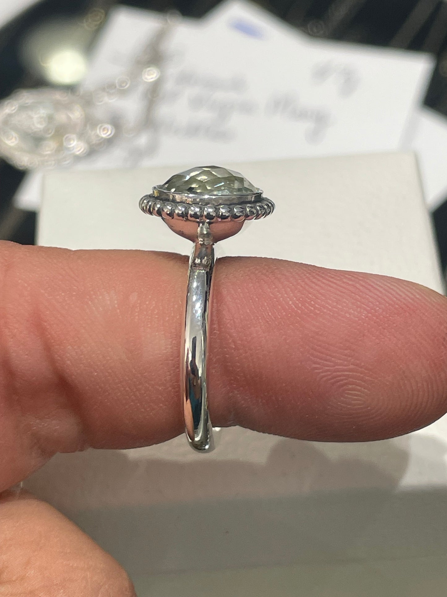Retired Pandora Autumn Sky Ring Green Amethyst Size 6