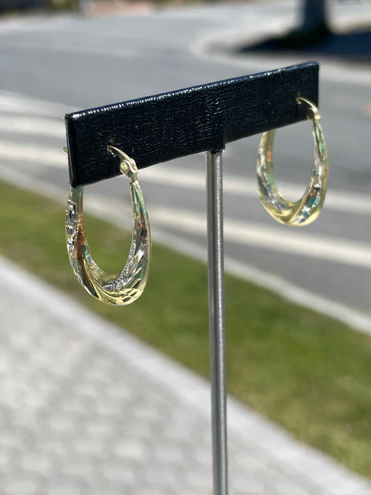 925 Sterling Silver Vermeil Oval Hoop Earrings