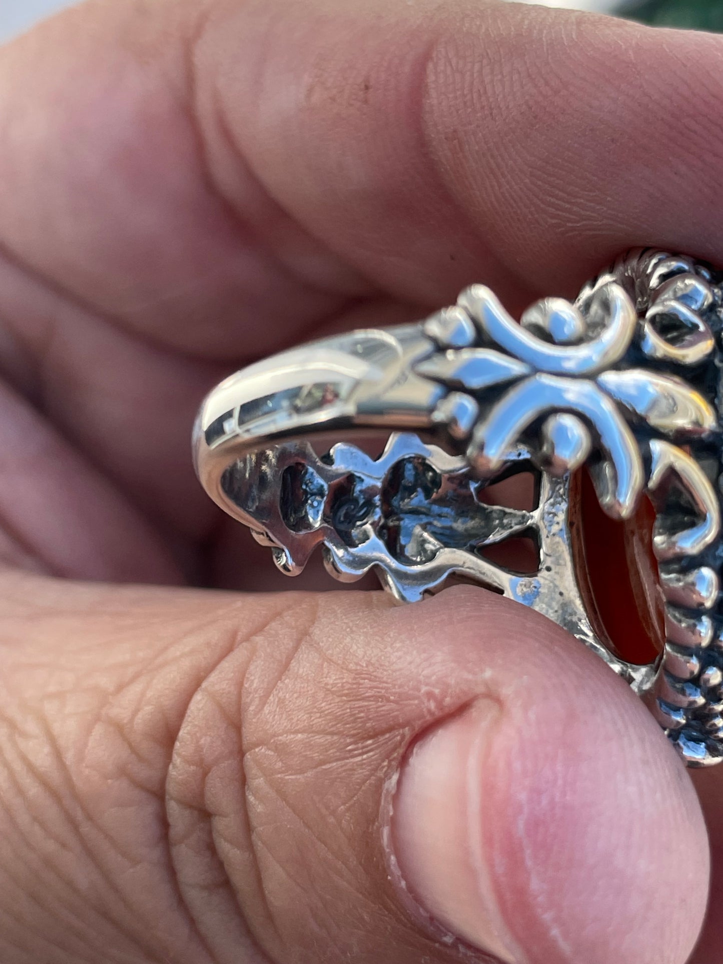 925 Sterling Silver Designer Carolyn Pollack Large Cameo Ring Size 10