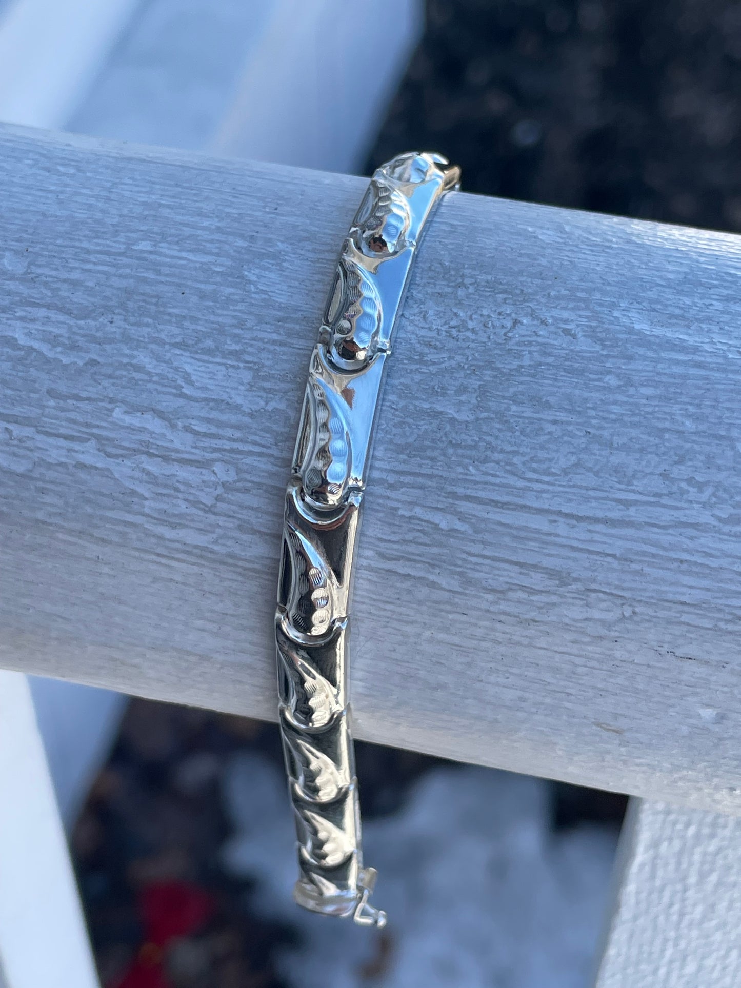 925 Sterling Silver Haleys Comet Rectangle Tile Link Bracelet 7.5”