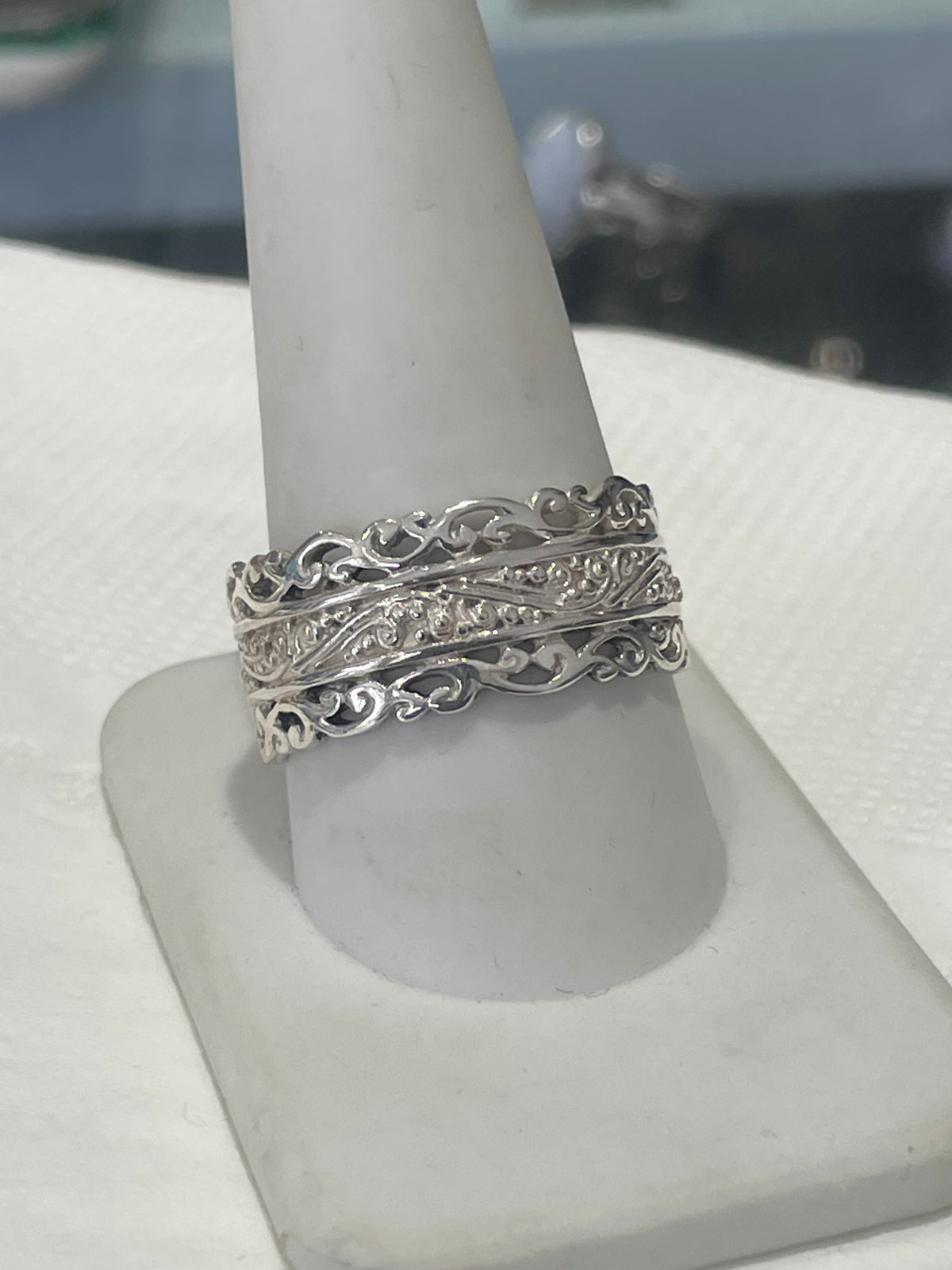 Designer Sarda 925 Sterling Silver Bali Style Band Ring Size 11
