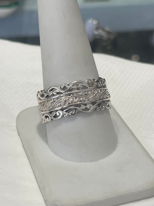 Designer Sarda 925 Sterling Silver Bali Style Band Ring Size 11