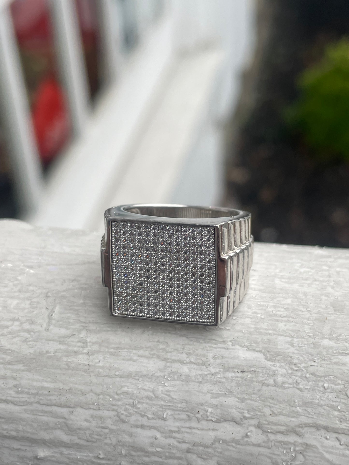 925 Sterling Silver Men’s Micro Pavé Cz Rolex Design Signet Ring Size 8