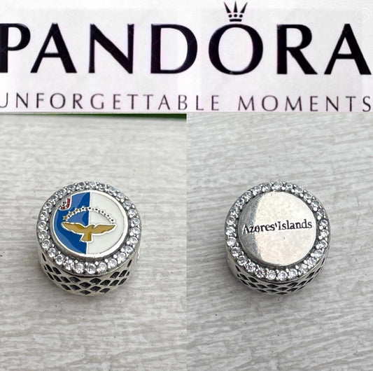 Pandora Azores Islands Exclusive Country Flag Colors Round Signet Charm