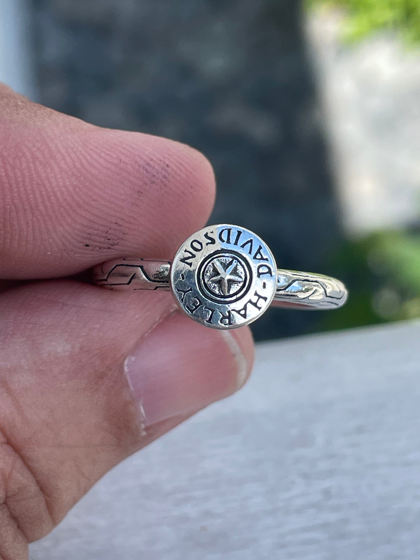 925 Sterling Silver Licensed Harley Davidson Raised Signet Ring Size 7