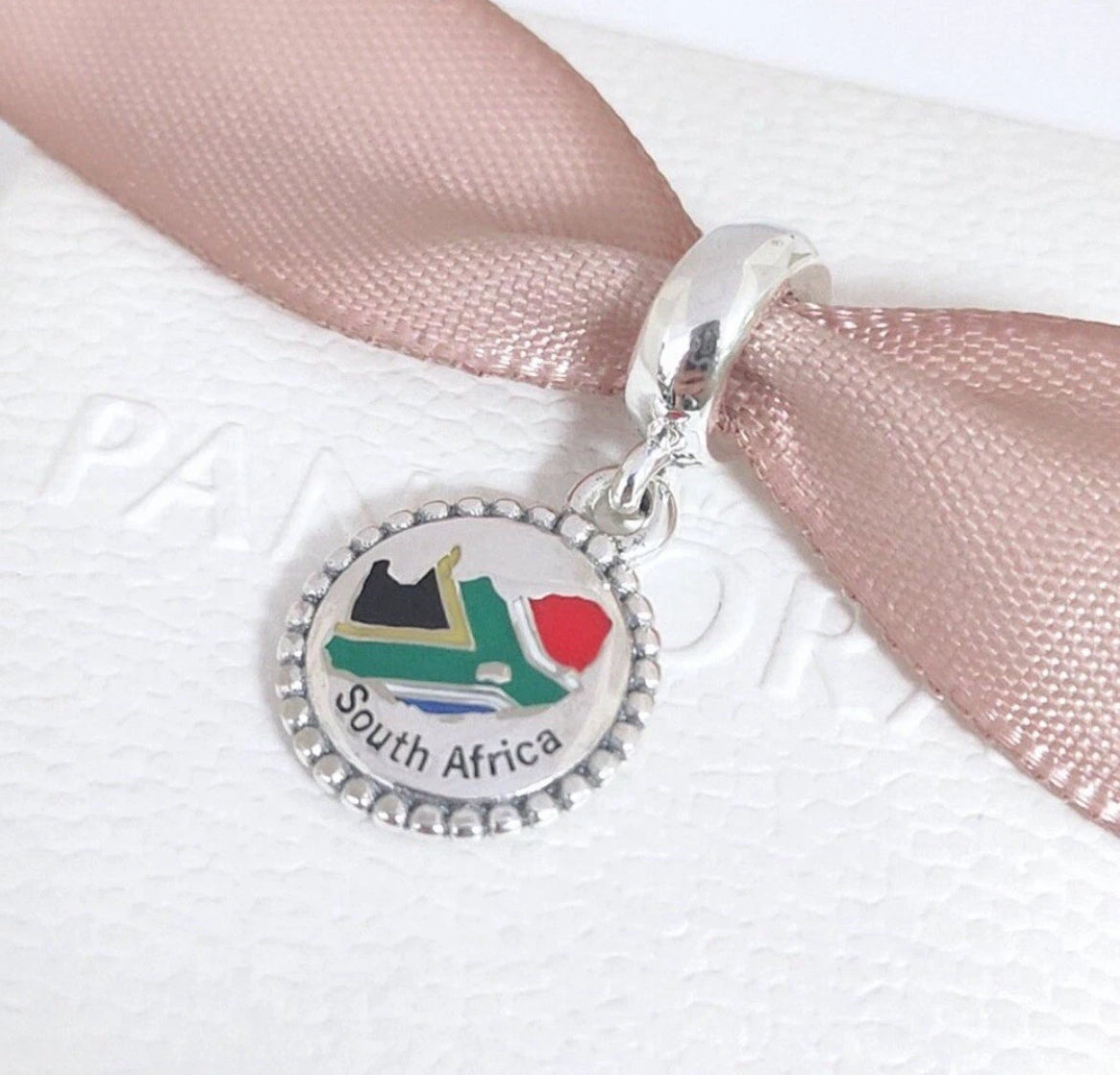Rare Pandora South Africa Country Exclusive Flag Map Dangle Charm