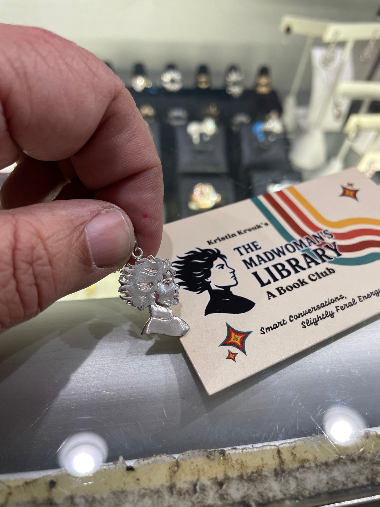 Kristin Kreuk Madwoman’s Library Bookclub Logo Sterling Silver Necklace