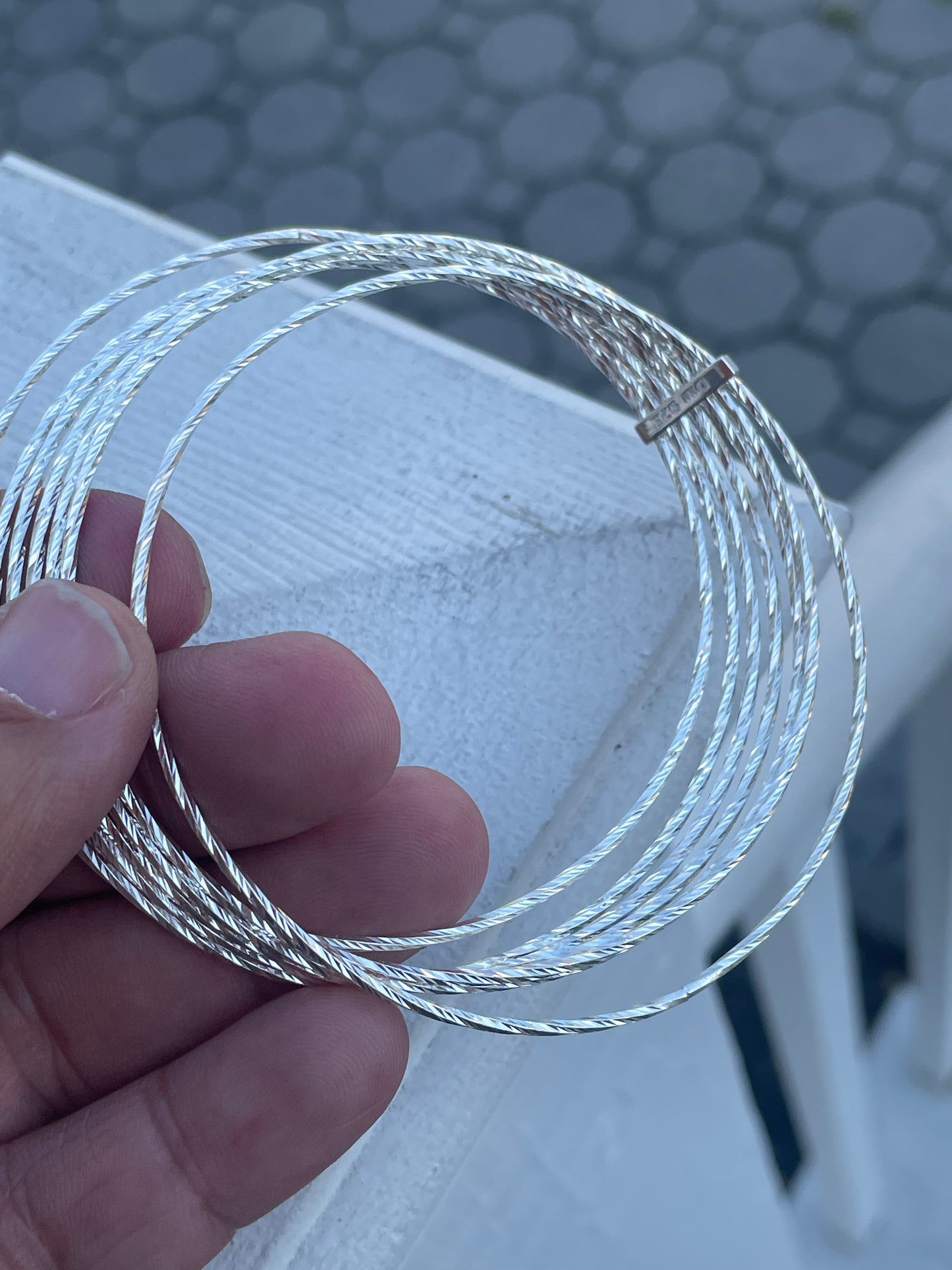 925 Sterling Silver 7pc Twist Bangle Bracelet Lot 8.5”
