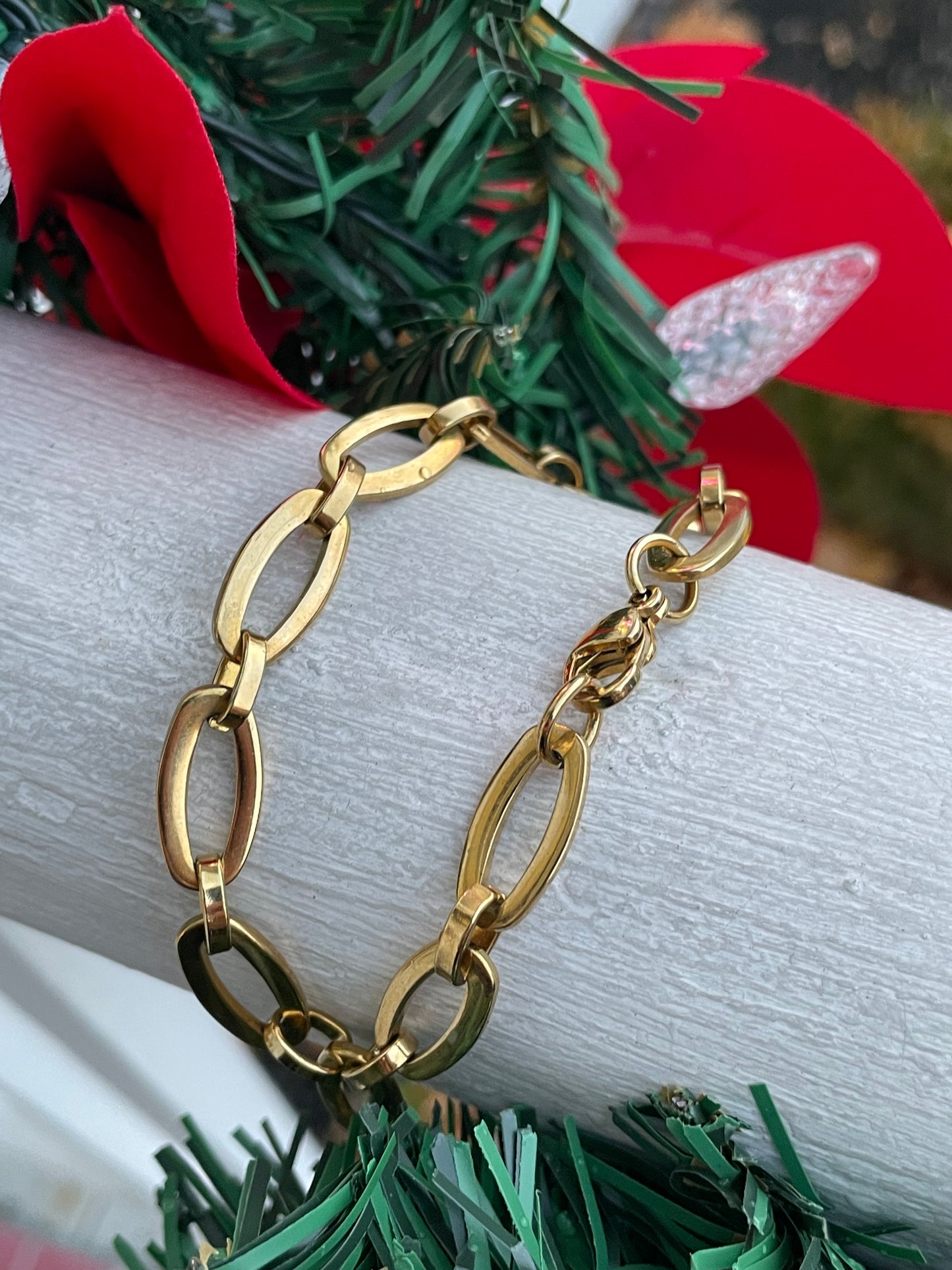 Stainless Steel Large Oval Paperclip Link Bracelet 8.5”