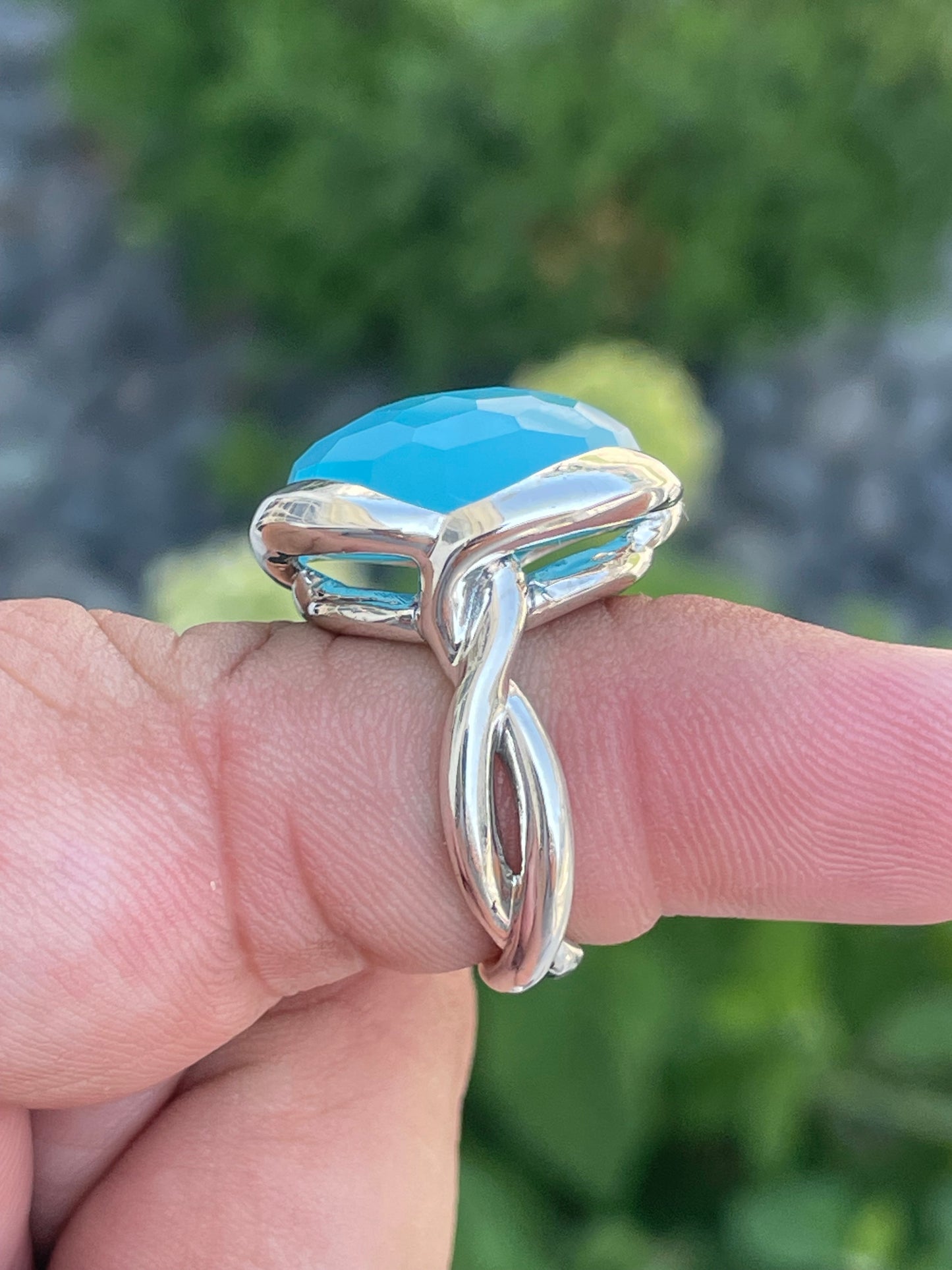 David Yurman Milky Blue Aquamarine Continuance Ring Size 6.5
