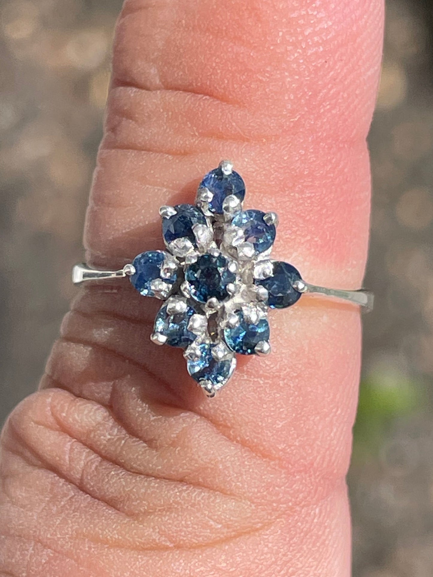 925 Sterling Silver London Blue Topaz Cluster Ring Size 7