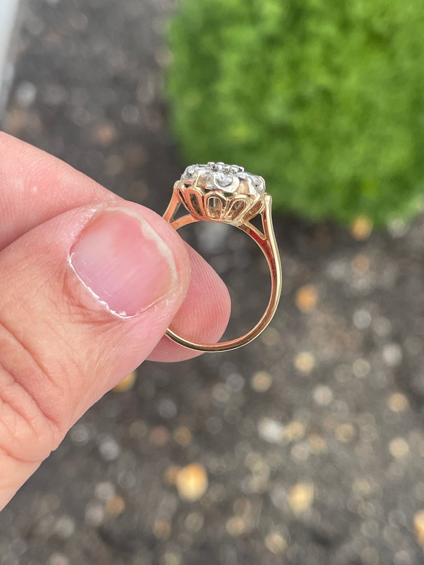 14k Gold 1.40ct Natural Diamond Cluster Ring Size 5.75