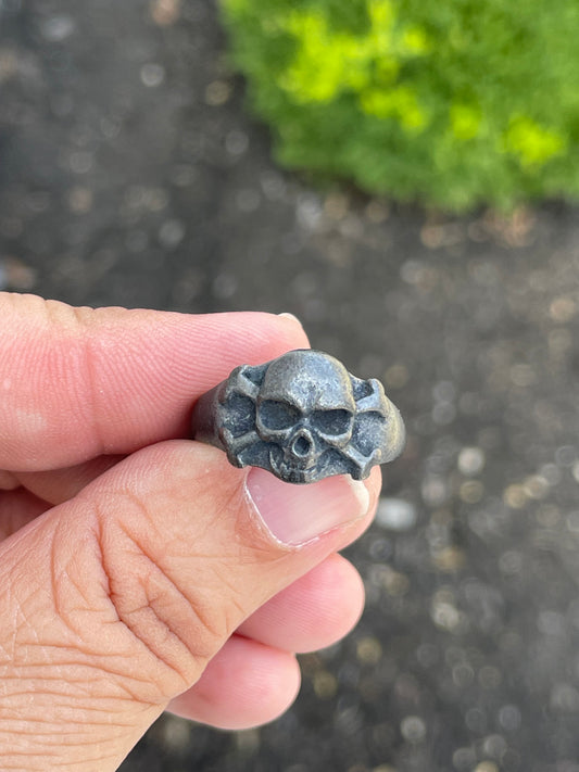 925 Oxidized Sterling Silver Skull Crossbones Ring Size 9