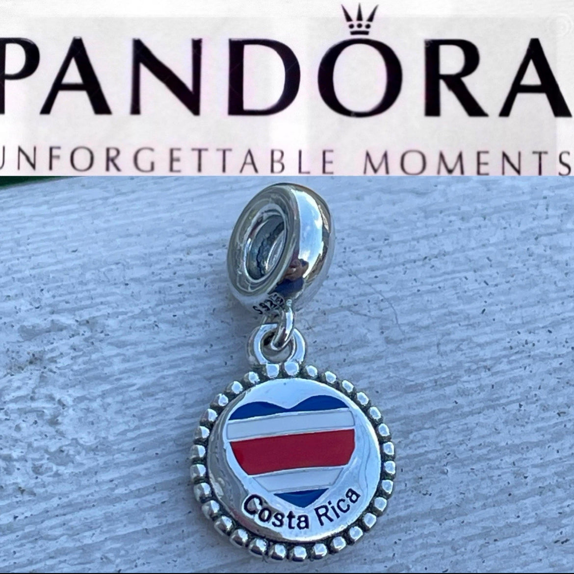 Pandora Costa Rica Country Heart Flag Exclusive Travel Moments Dangle Charm